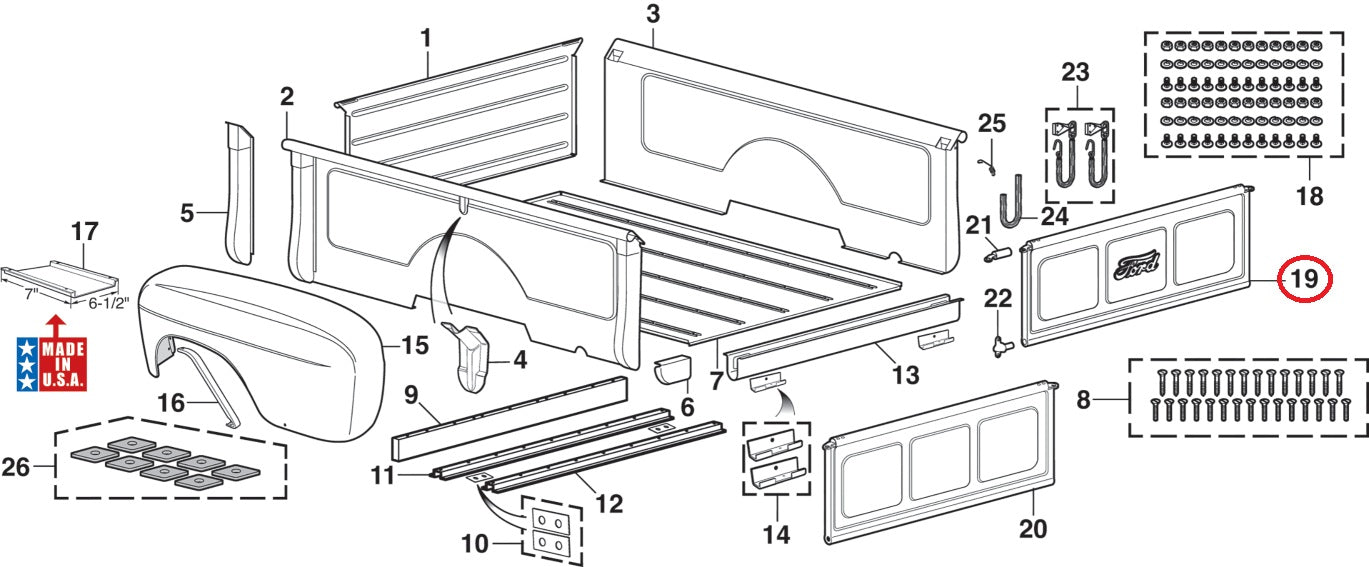 Tapa Trasera de Caja Ford 1948-1950 F2 Pick Up
