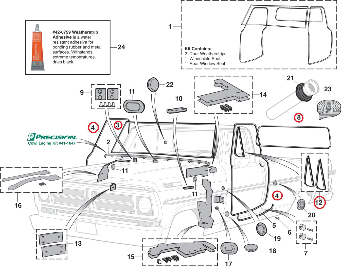 Set de Empaques de Cabina Para Ford F100 1967-1972(ver Foto)