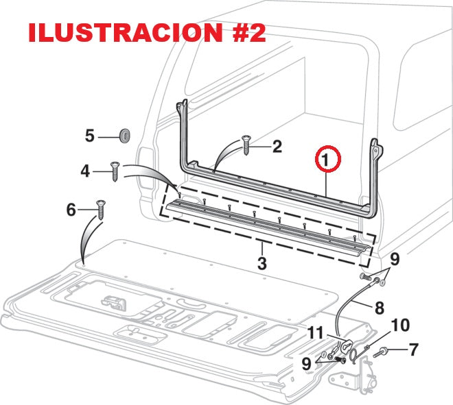Set de Empaques Ford Bronco 1980-1996 del Camper,Puerta Trasera (Solamente los circulados en rojo de las Ilustraciones)