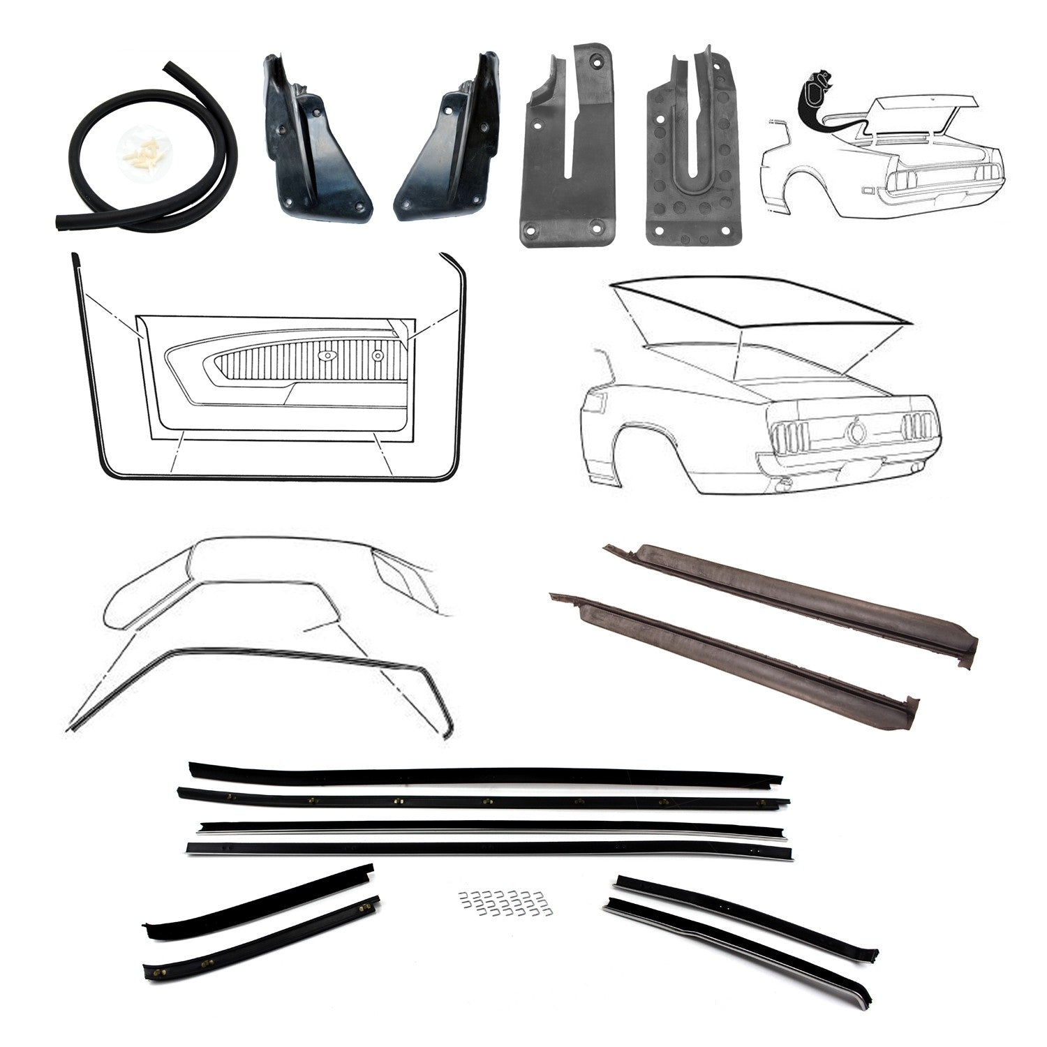 Kit de Restauración Ford Mustang 71-73 Fastback,,Empaques Etc, Etc y Accesorios Chevrolet