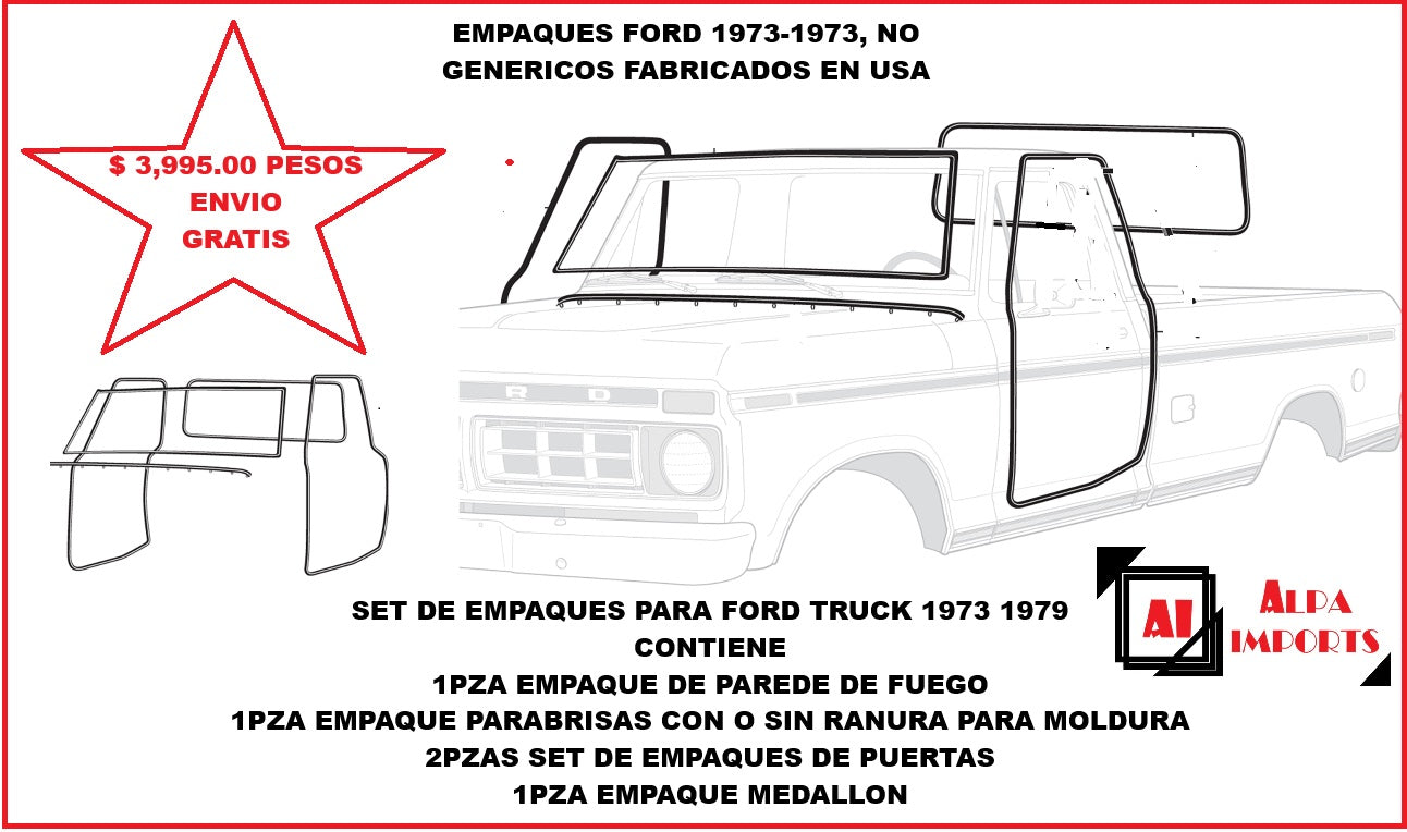 SET DE EMPAQUES DE CABINA FORD 1973-1979 TRUCK
