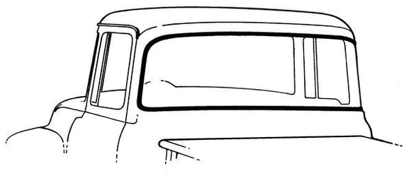 Empaque Vidrio Trasero-Medallon Ford Pickup 1956 VENTANA GRANDE CON RANURA PARA MOLDURA