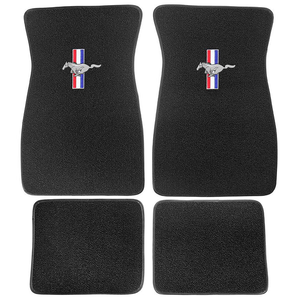 Set de Tapetes Ford Mustang 1965-1973 Negro Tri-Bar Logo Black