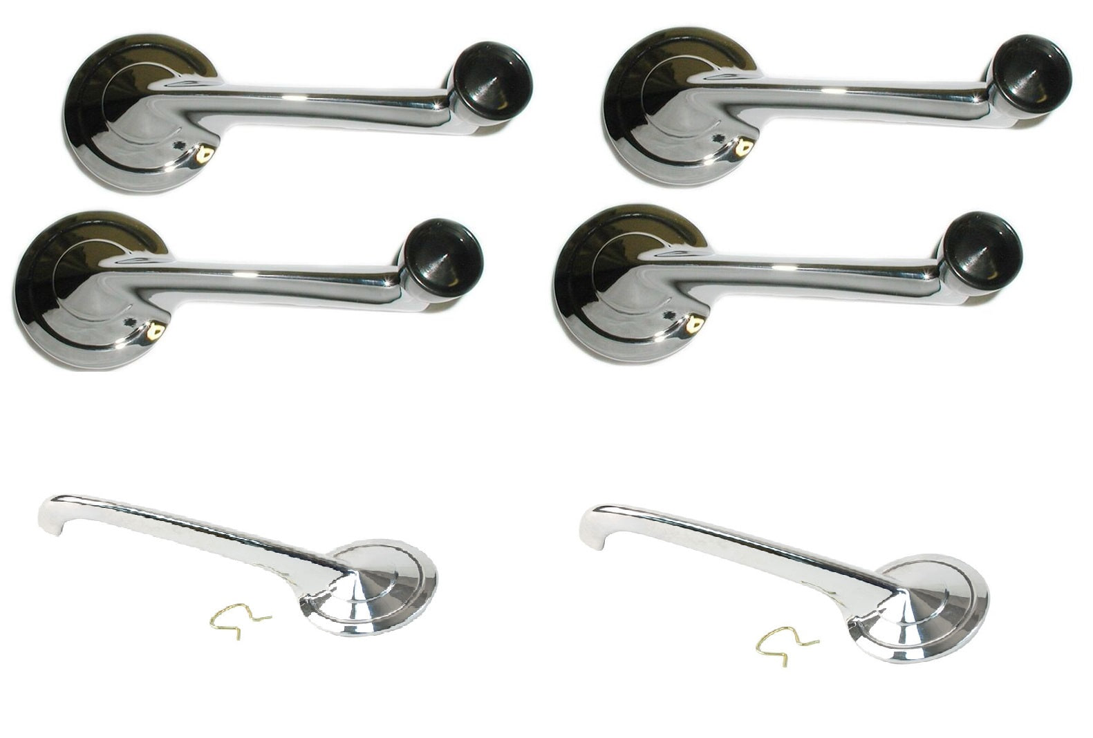 Kit Manijas y Manivelas Interiores Cromadas de Puertas y Vidrios Ford 51-56 Automovil 2 Puertas