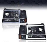 1992-1996 Ford F150 F250 F350 LED DRL Negro/Faros delanteros Ahumados