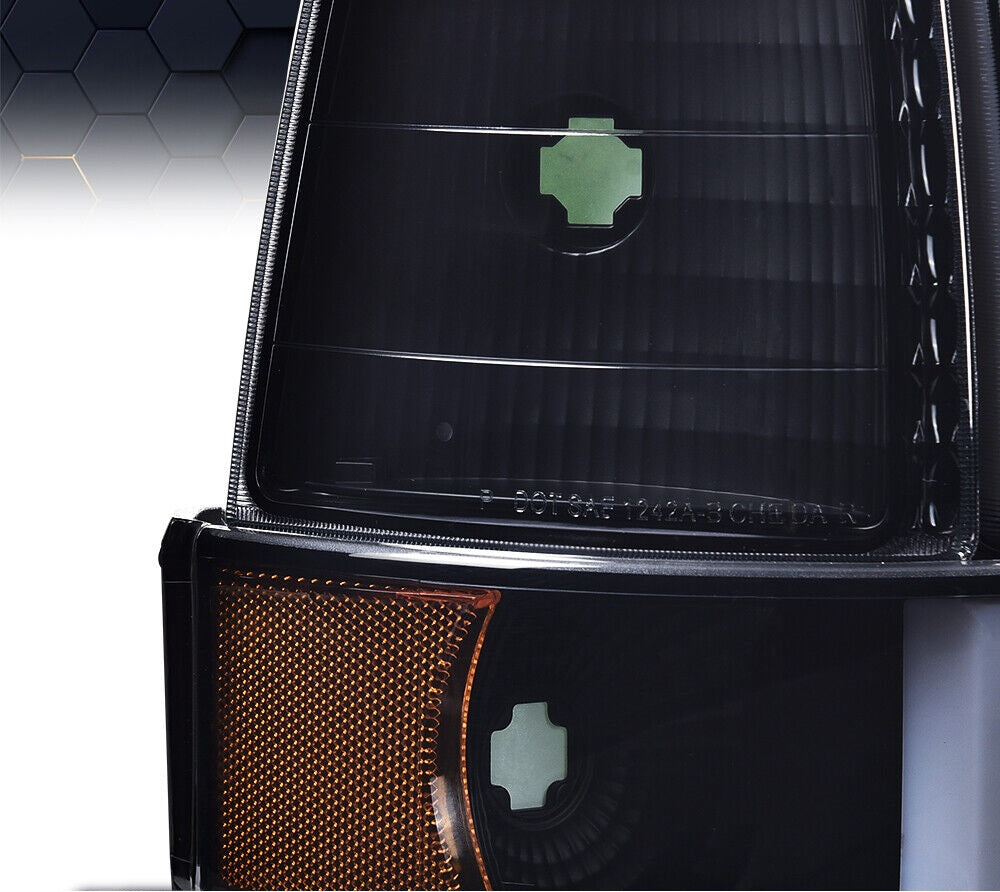 1992-1996 Ford F150 F250 F350 LED DRL Negro/Faros delanteros Ahumados