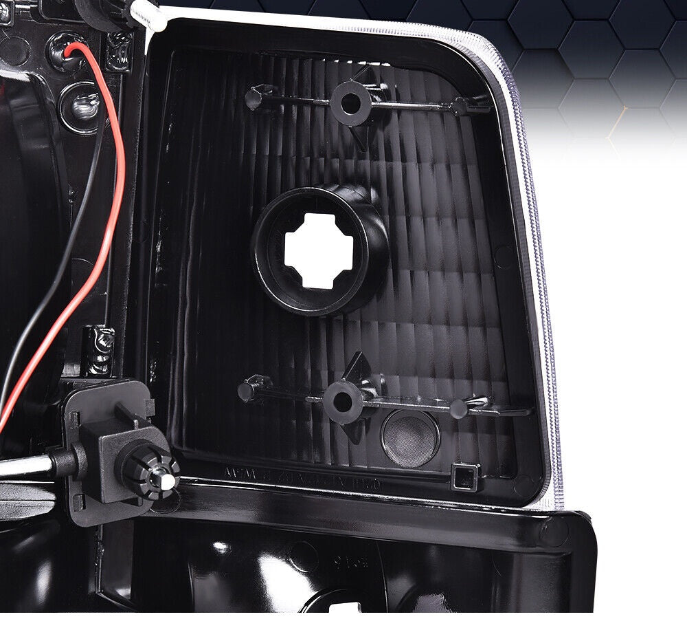 1992-1996 Ford F150 F250 F350 LED DRL Negro/Faros delanteros Ahumados