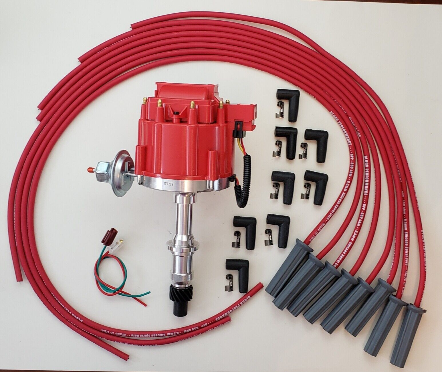 PONTIAC 350 389 400 455 DISTRIBUIDOR HEI ROJO + CABLES DE BUJÍA UNIVERSAL DE 8,5 mm