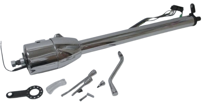 1969-1972 Ford F 150 Pickup Columna de dirección Inclinable Cromada sin llave y Palanca de Cambios Integrada Incluye Herrajes y Volante