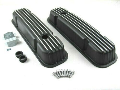 Pontiac 350 400 455 Tapas de Punterias Altas de aluminio con aletas negras