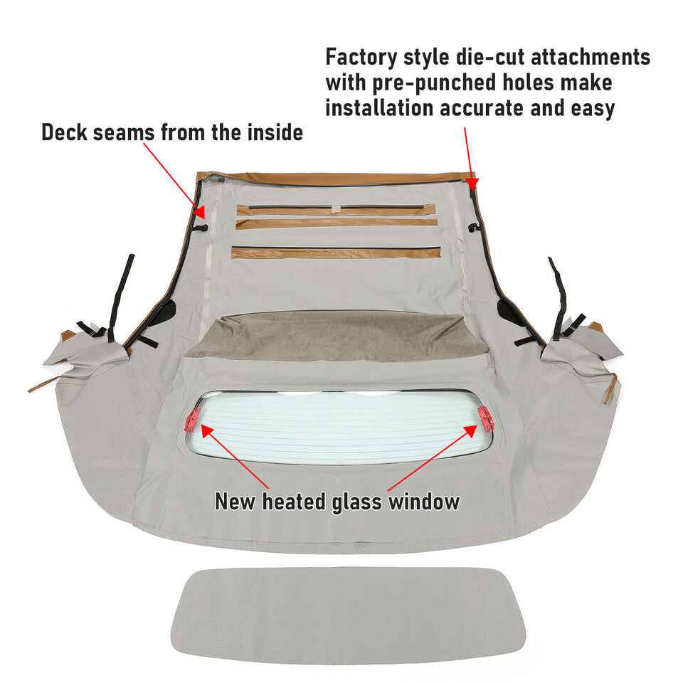 Toldo Capota Beige Para Convertible Ford Mustang 2005-2014 Ventana de Vidrio Desempañador