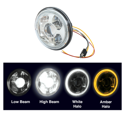 Faros Delanteros LED 12 Volts ,7 '' Diametro Chevy,Gmc Truck Par 2 Piezas con ARO DE DIRECCIONALES COLOR AMRILLO