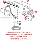Kit Motor Limpiaparabrisas 2 Velocidades FORD PICKUP 48-52 mas Componentes Curculados en Rojo en la Ilustracion