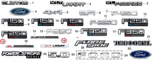 Emblemas Laterales 1987-96  F250 XLT LARIAT 4 PIEZAS,2 PARES DE C/U