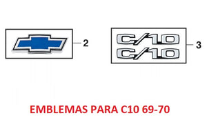 Emblemas Laterales y Faros de Halogeno de 7" para Chevrolet C10 69-70