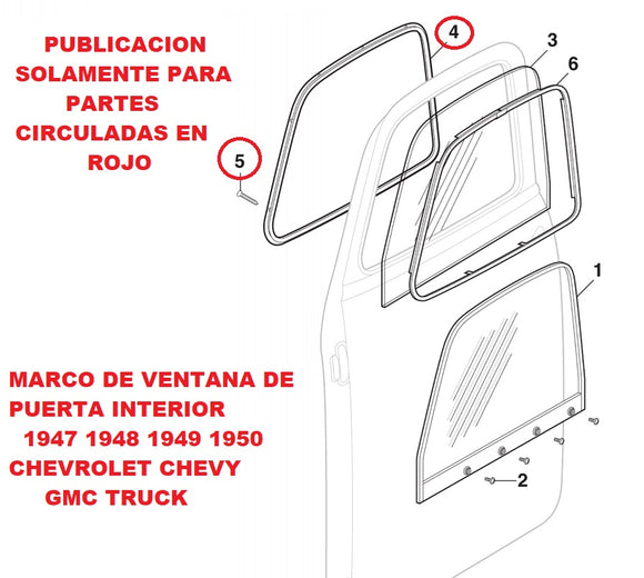 MARCOS DE VENTANAS DE PUERTAS INTERIORES 1947 1948 1949 1950 CHEVROLET CHEVY GMC TRUCK