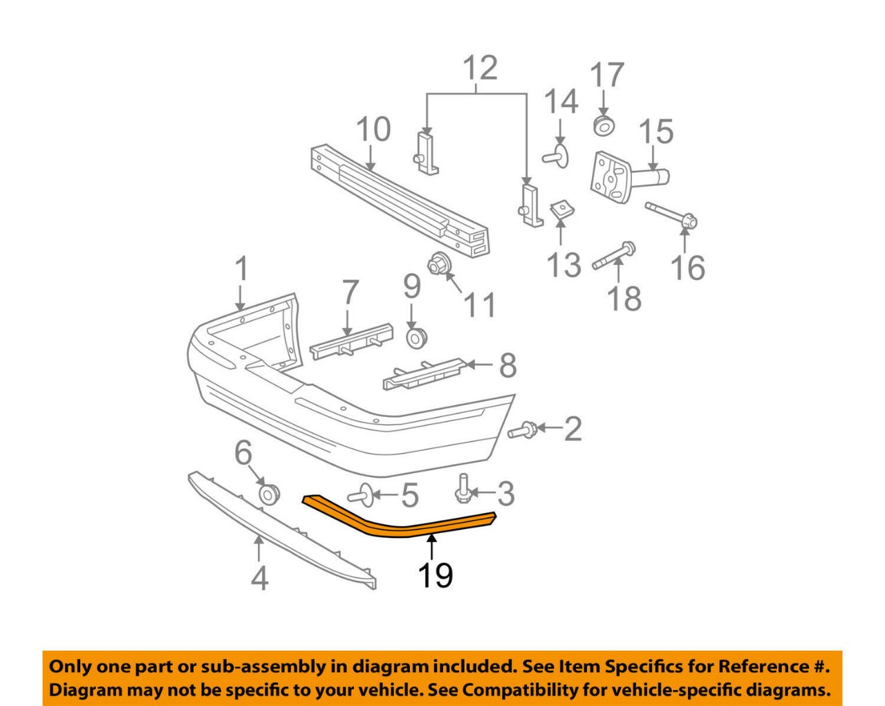 1998-2008 Mercury Grand Marquis Molduras De Defensa Trasera Ambos Lados