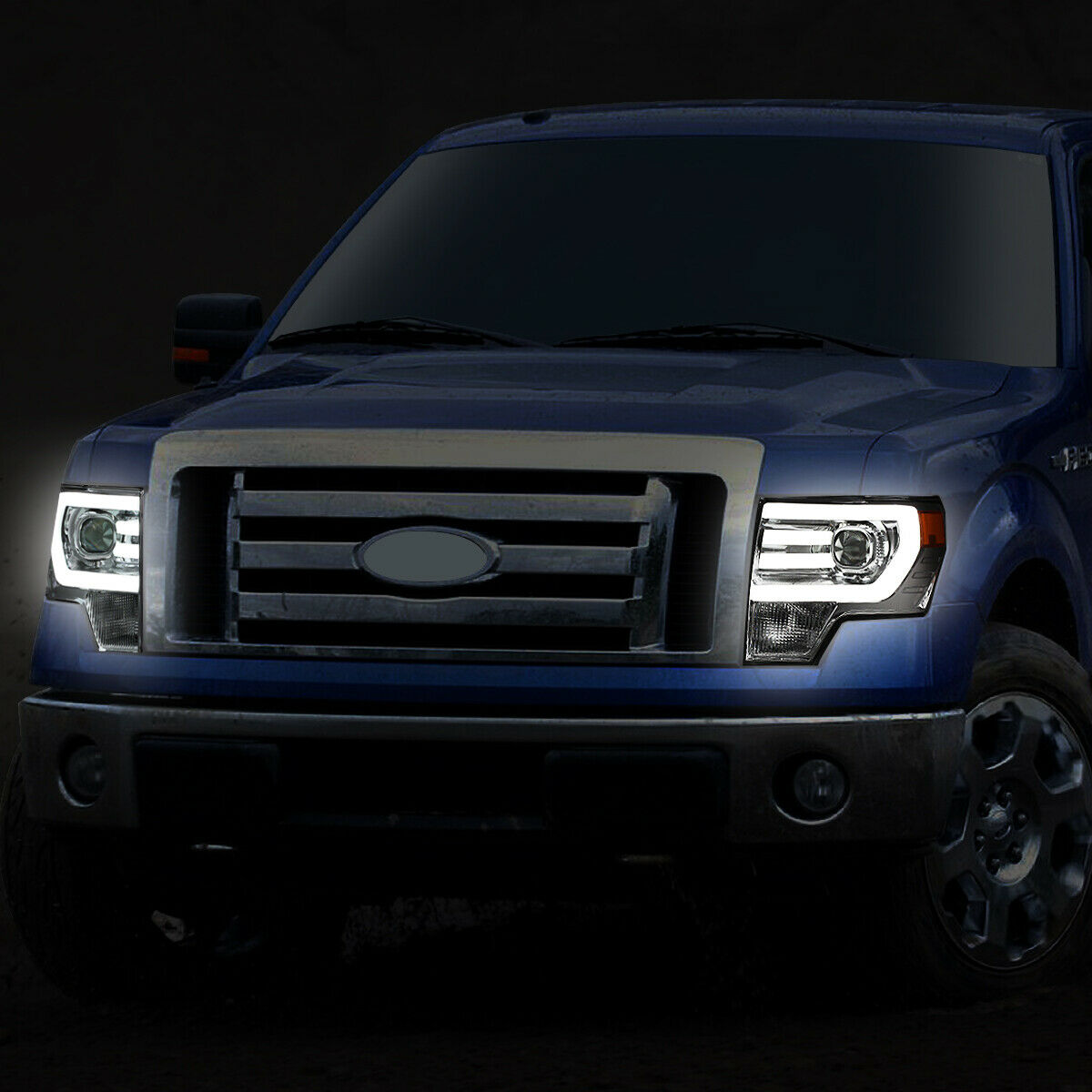 Par De Faros 2009-2014 Ford F150 Led Cromo Y Ambar Projector