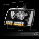 Par Faros Led Izq, der, 2007-2014 Tahoe Suburban Negro Lente Clear