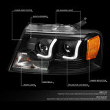 Led Faros Izq, der, 2004-2008 Ford F150 Carcasa Negro Cuarto Ambar