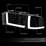 Led Faros 1994-2002 Dodge Ram Truck Carcasa humo Cuarto clear