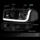 Led Faros 2001-2007 Sierra/yukon/denali Carcasa negro Cuarto clear