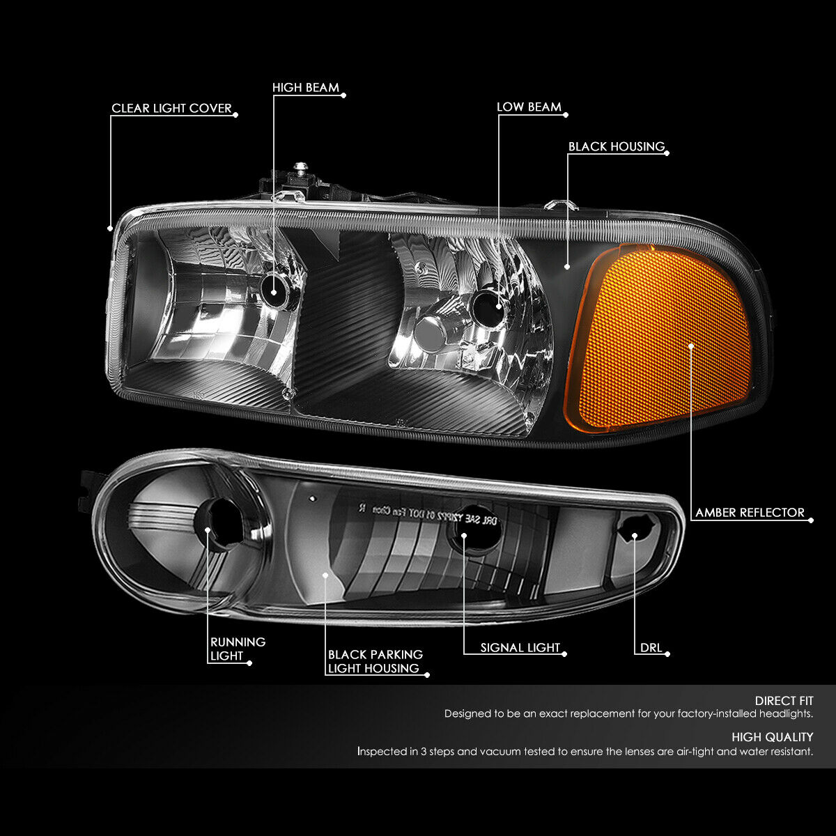 Par Faros-cuartos 2001-2007 Gmc Sierra/yukon Denali Negro-ambar