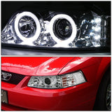 Par Faros Halo Led Izq, der,1999-2004 Mustang Cromo-cuartos Ambar