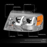 Par Led Faros Izq, der, 2004-2008 Ford F150 Cromo-cuartos-ambar