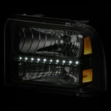 Faros Led Ford Super Duty 2005-2007 Carcasa Negro Cuartos Ambar