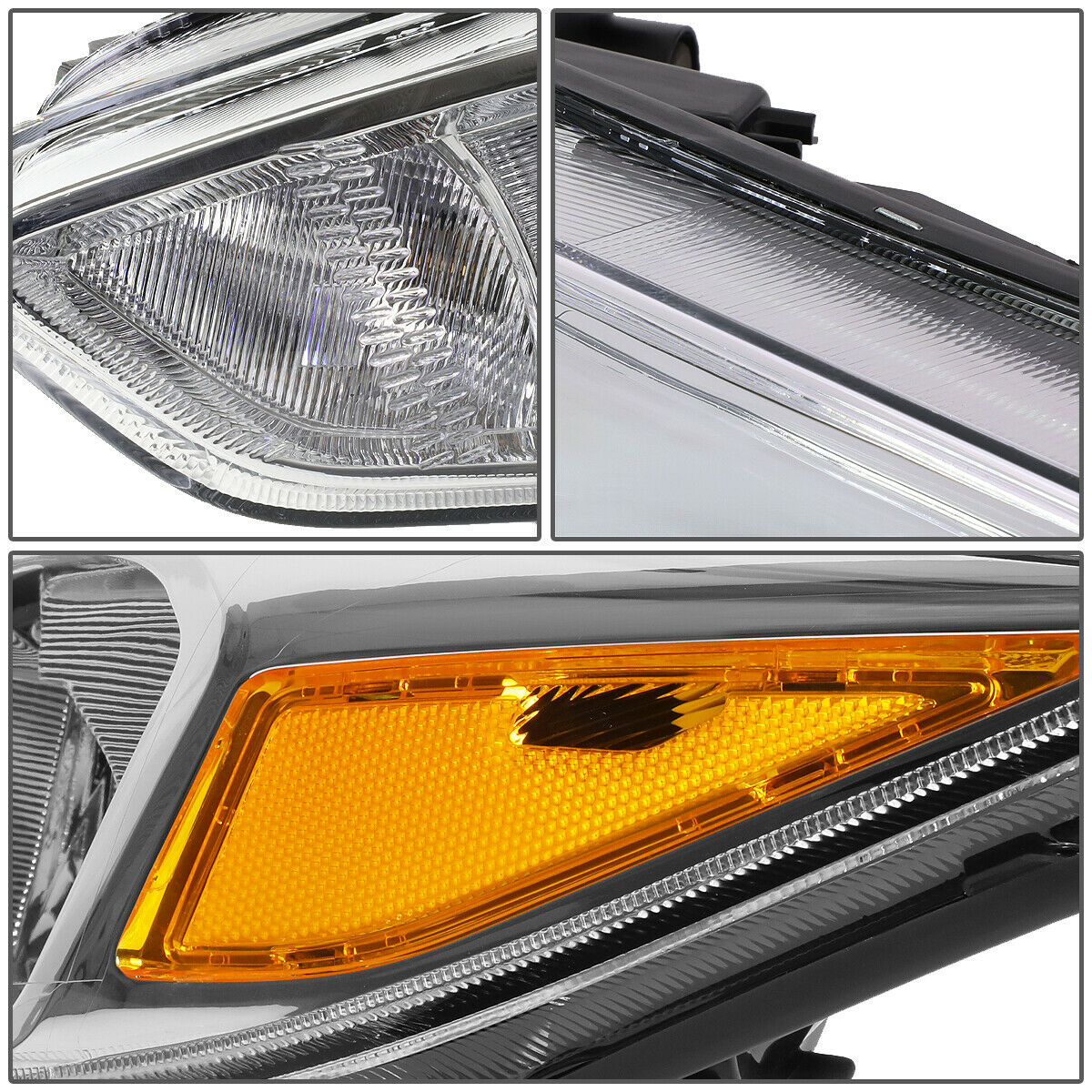 Faros Ford Focus 2015-2018 Fondo Cromo Cuartos Ambar