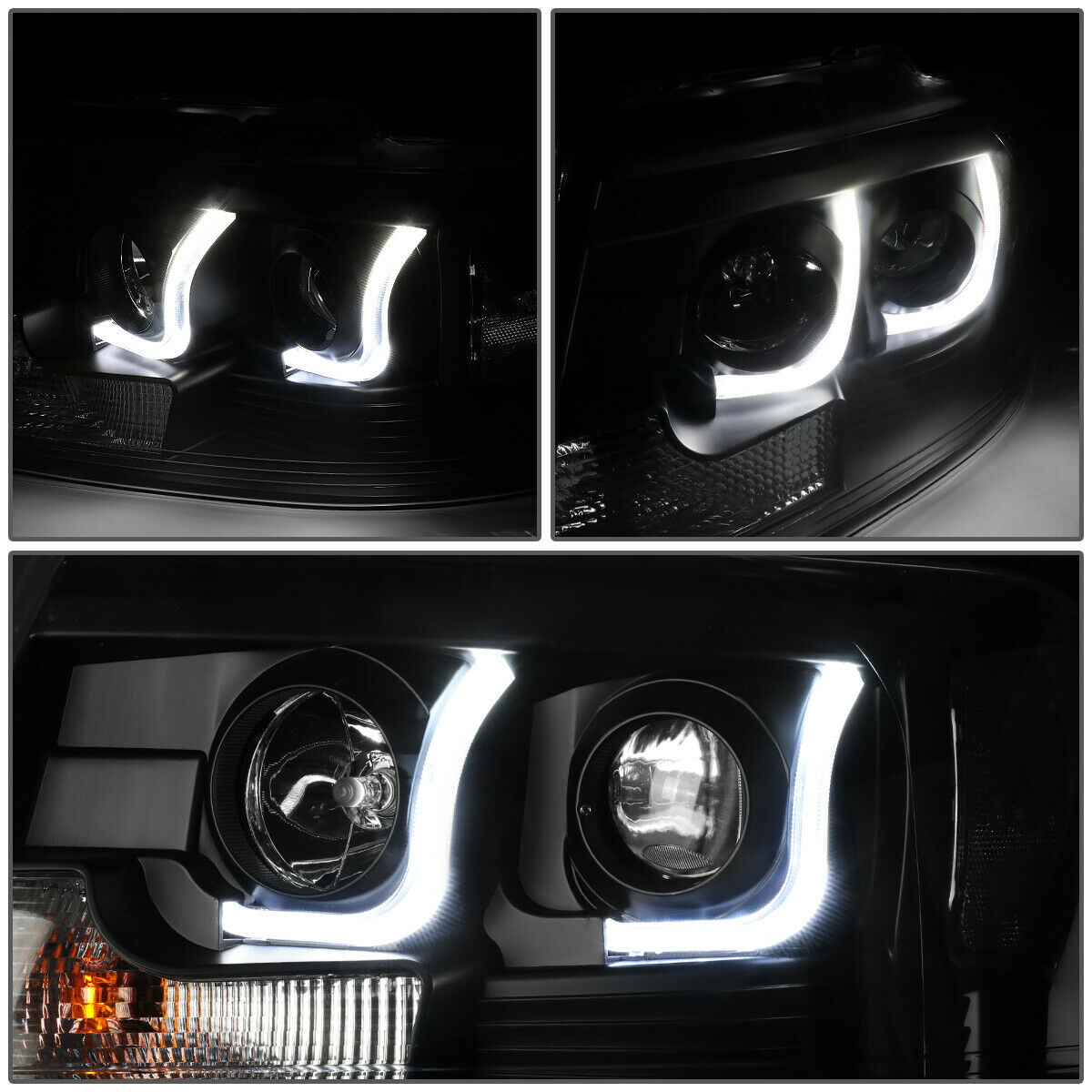 Faros Led Izq, der, 2004-2008 Ford F150 Carcasa Negro Cuarto Clear