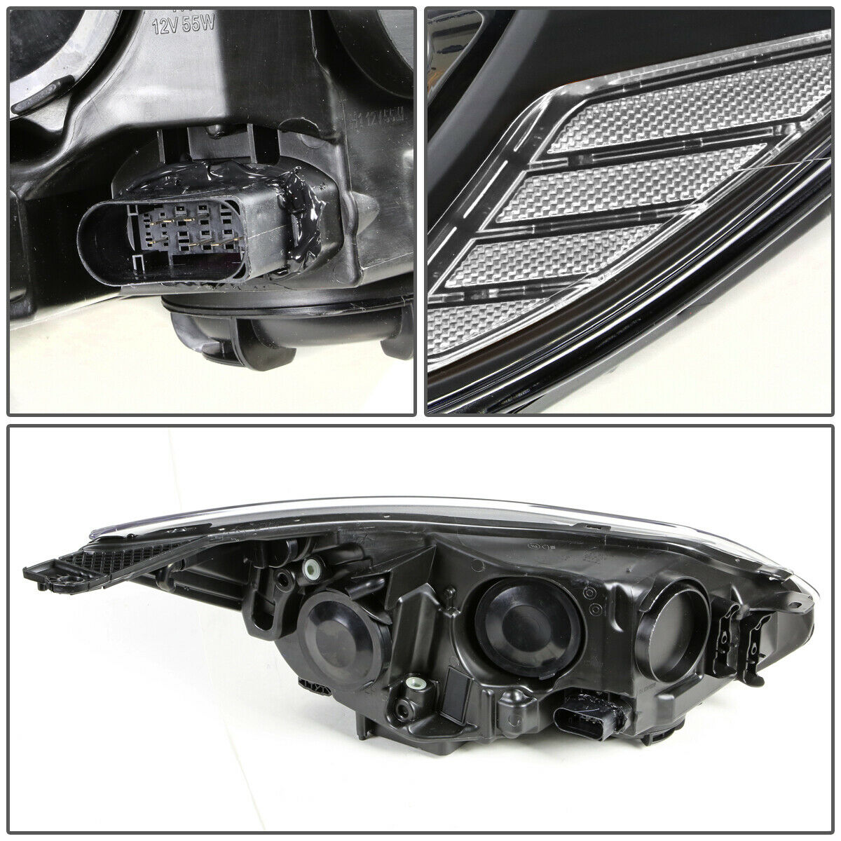 Faros Ford Focus 2012-2014 Fondo Negro Cuartos Transparente