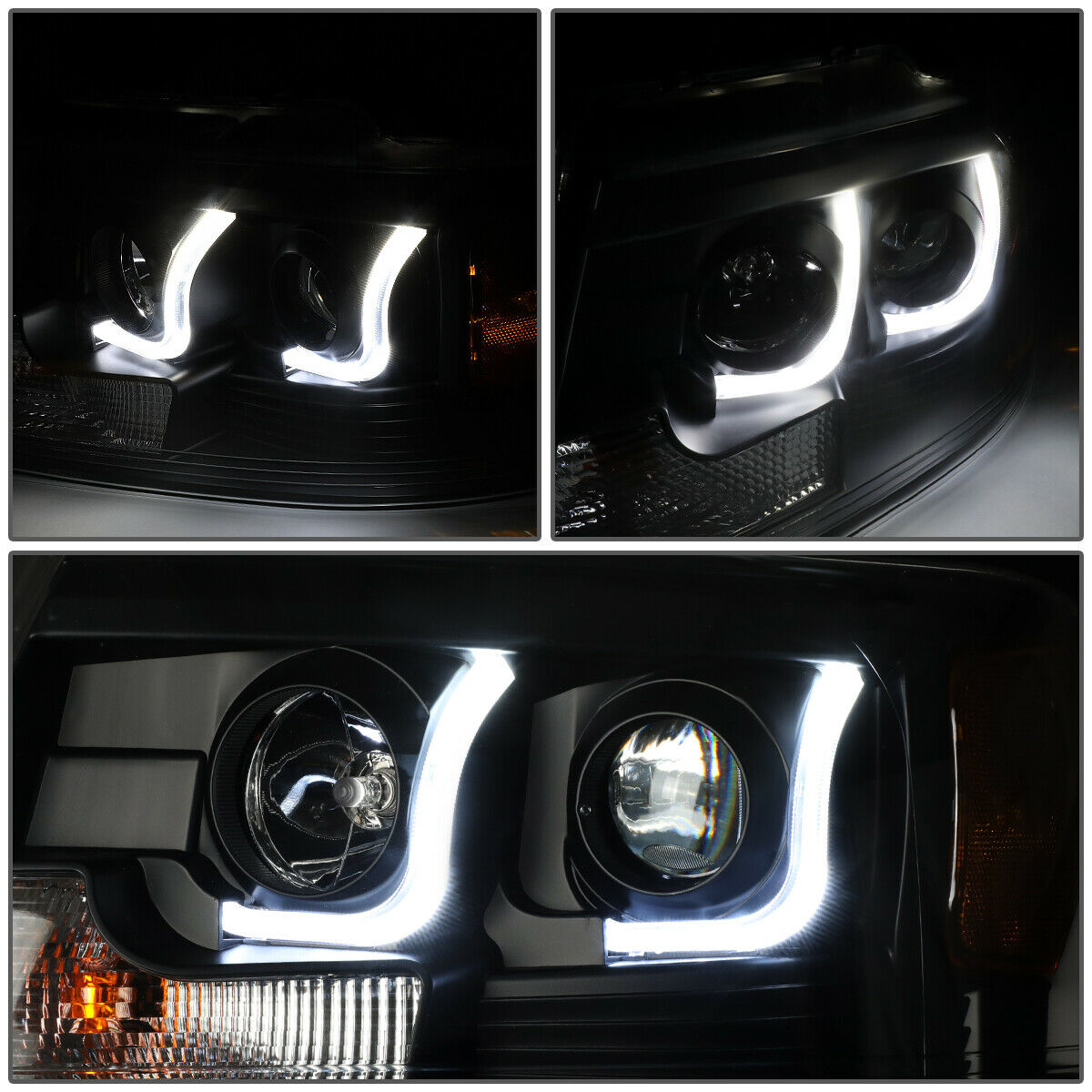 Led Faros Izq, der, 2004-2008 Ford F150 Carcasa Negro Cuarto Ambar