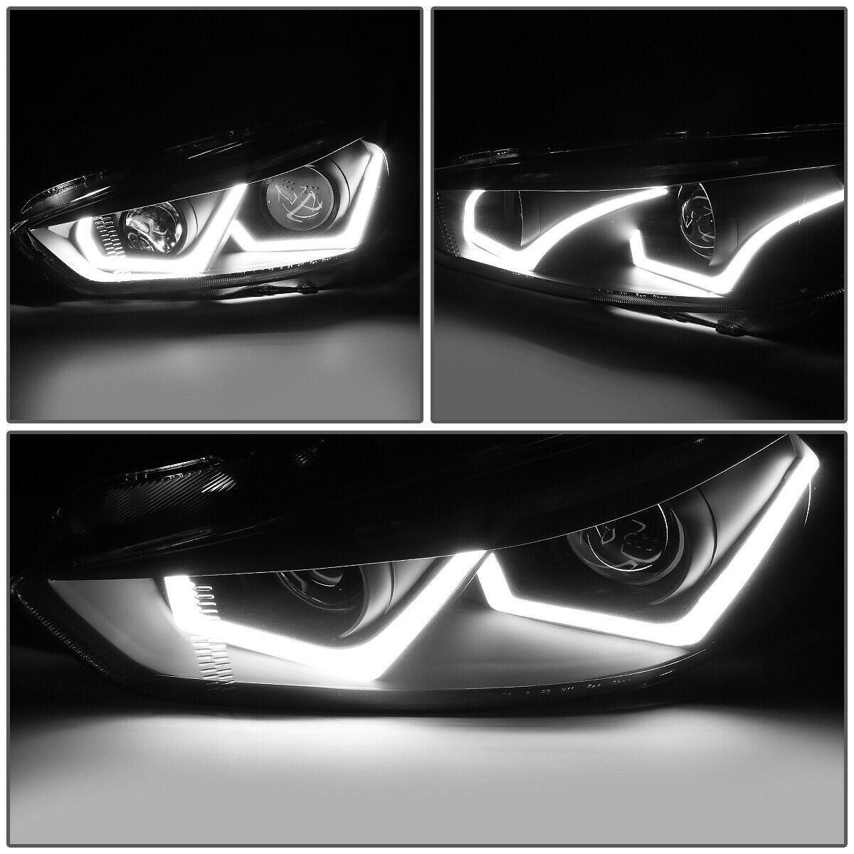 Faros Led Ford Focus 2015-2017 Carcasa Negra Lente-clear