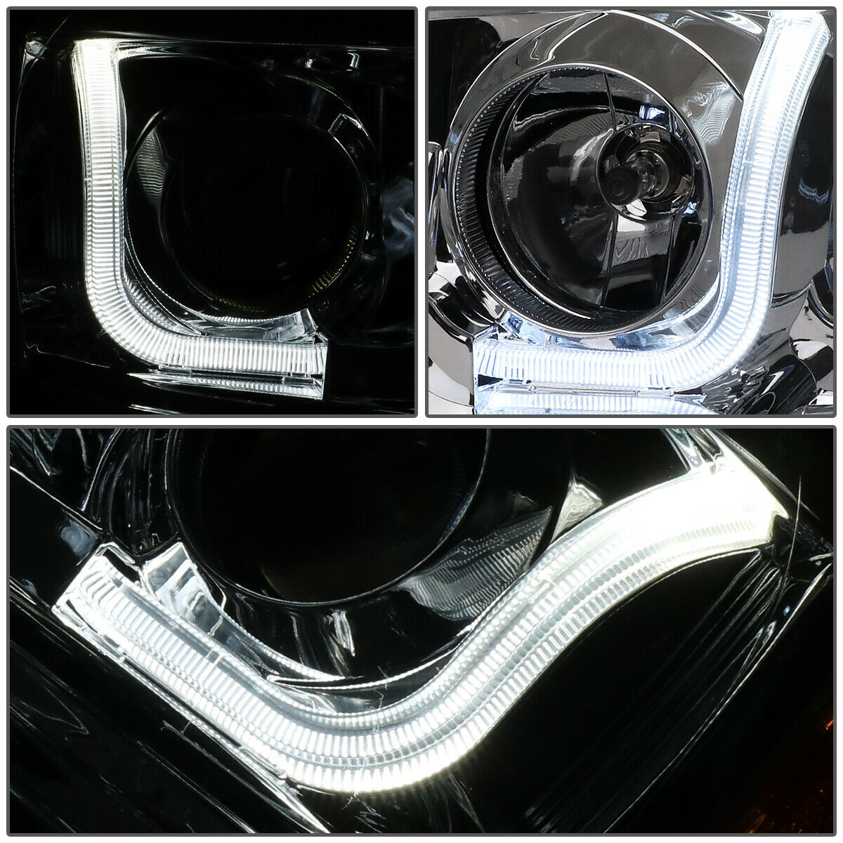 Par Led Faros Izq, der, 2004-2008 Ford F150 Cromo-cuartos-ambar