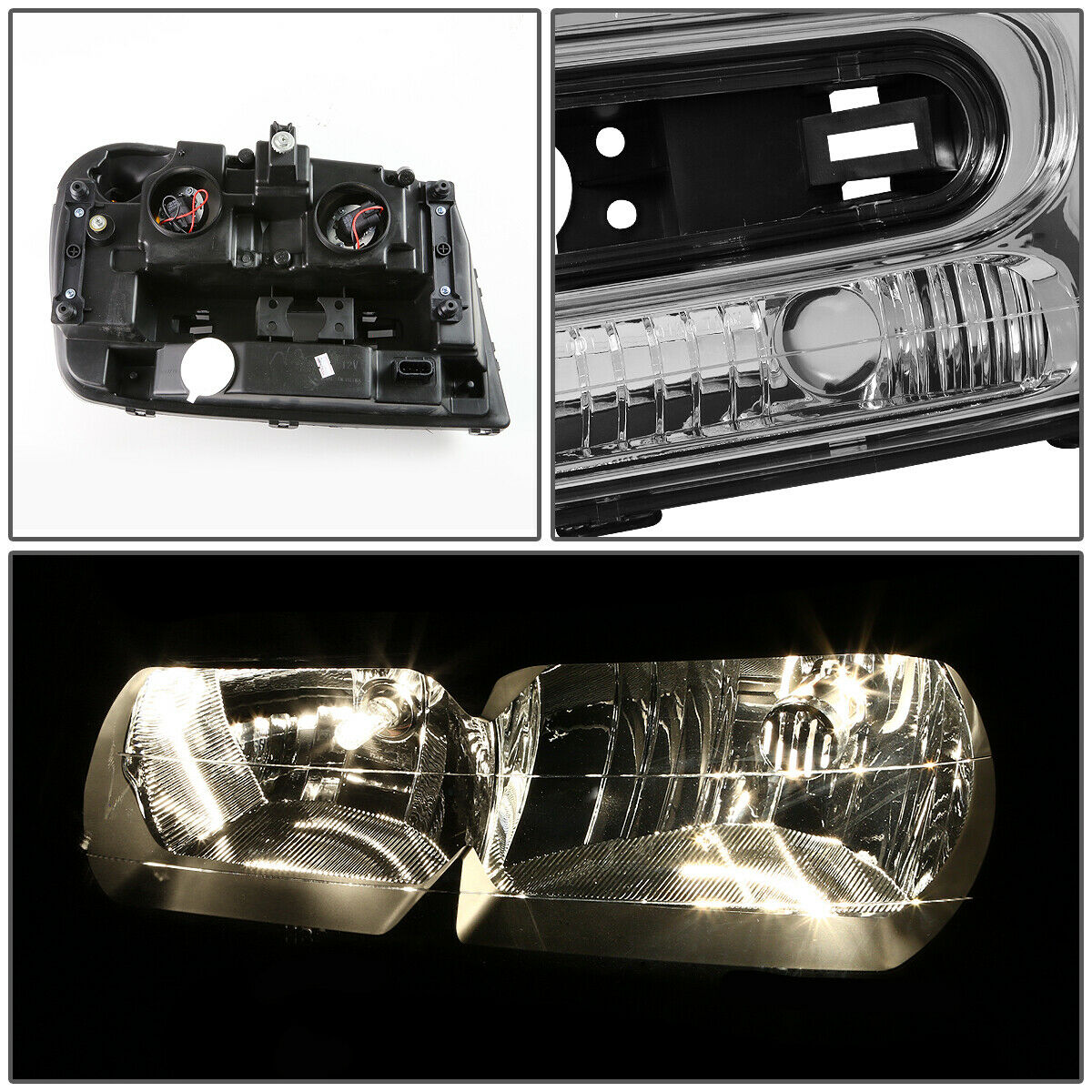 Faros 2002-2009 Chevy Trailblazer Fondo cromo Cuartos clear