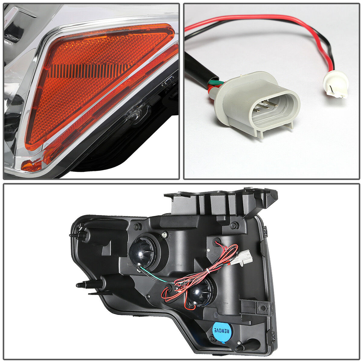 Led Halo Par De Faros 2009-2014 Ford F150,cromo-clear-ambar