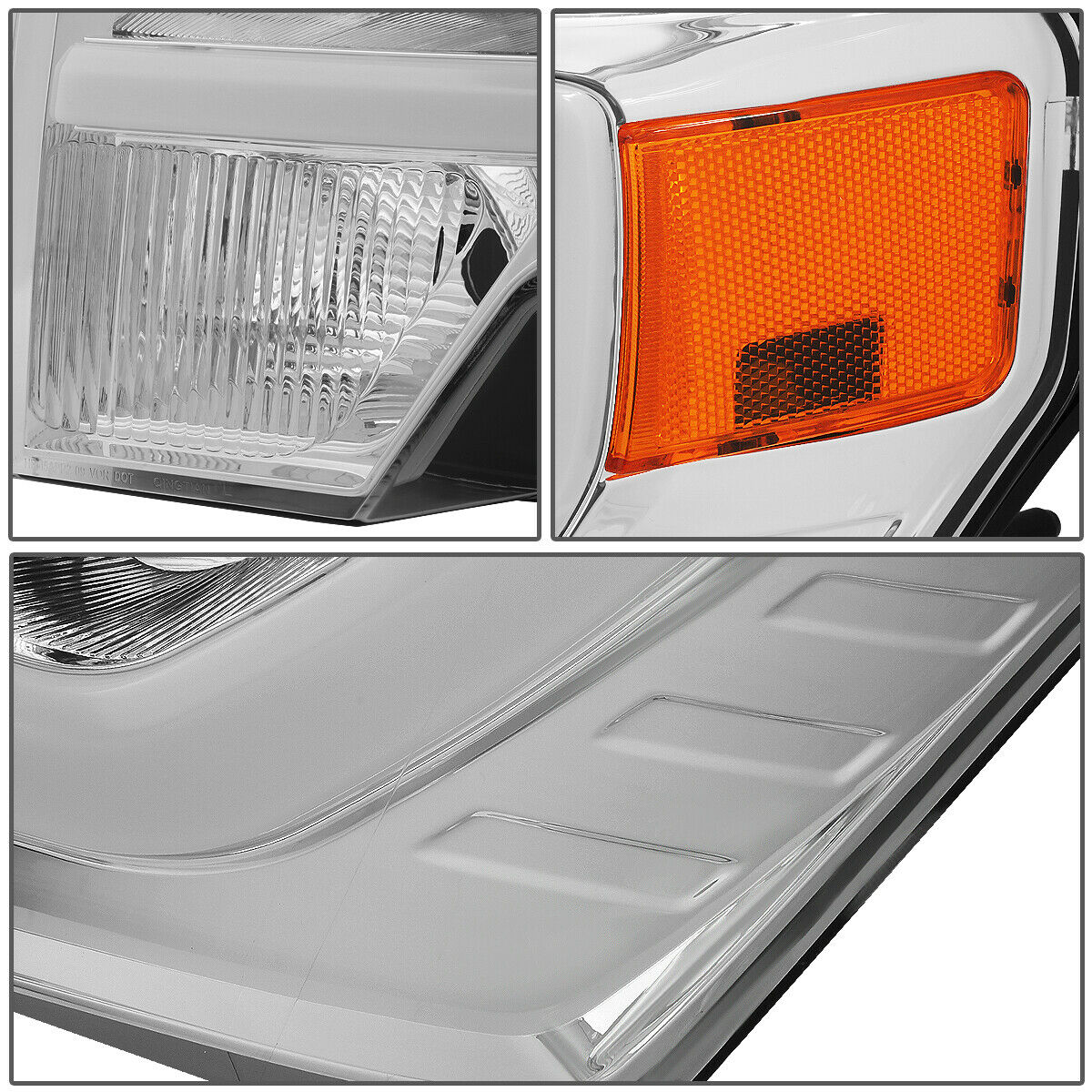 Par De Faros 2009-2014 Ford F150 Led Cromo Y Ambar Projector