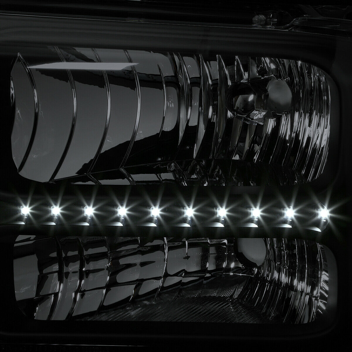 Faros Led Ford Super Duty 2005-2007 Carcasa Negro Cuartos Ambar