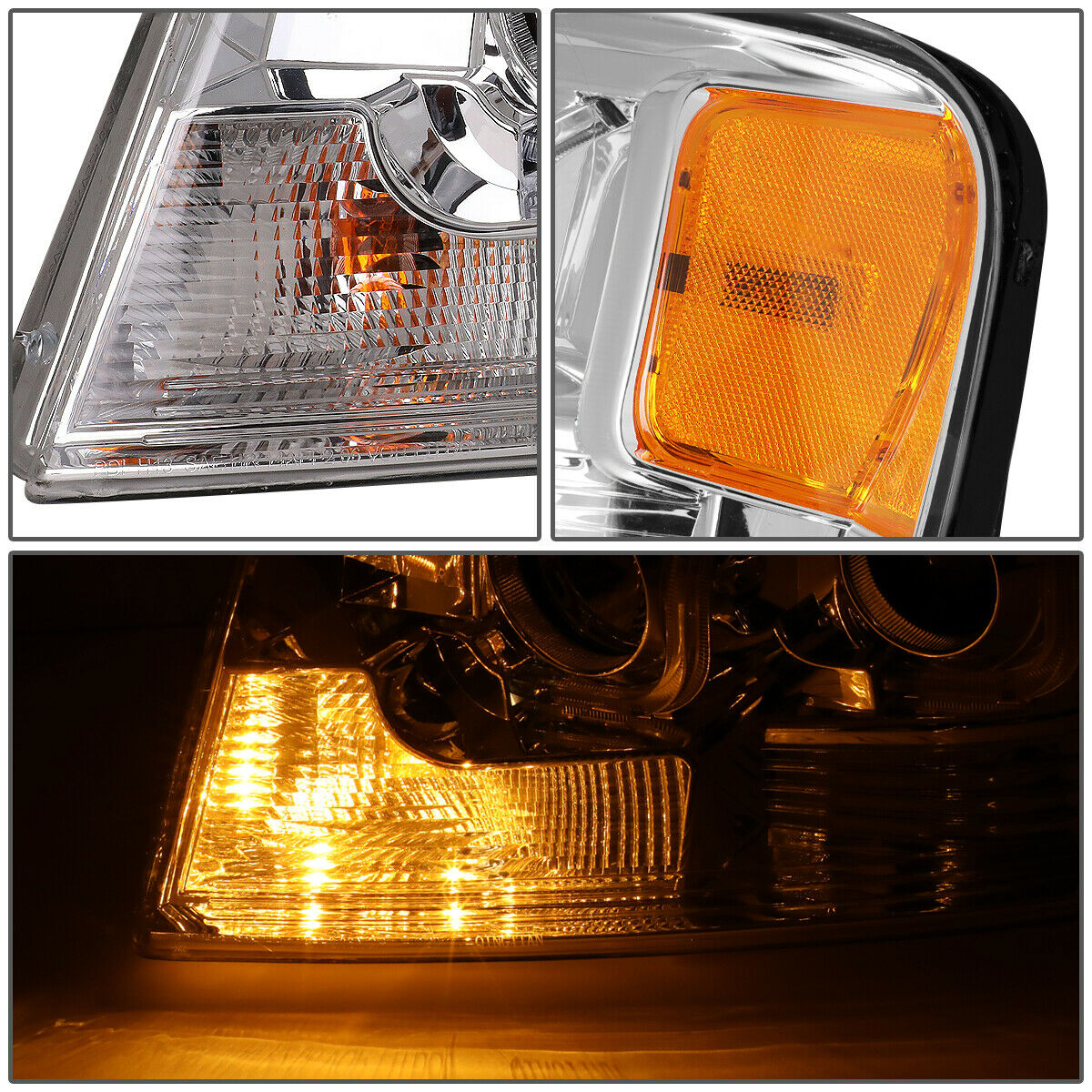Par Led Faros Izq, der, 2004-2008 Ford F150 Cromo-cuartos-ambar