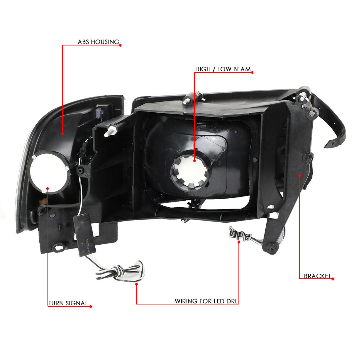 Led Faros 1994-2002 Dodge Ram Truck Carcasa humo Cuarto clear