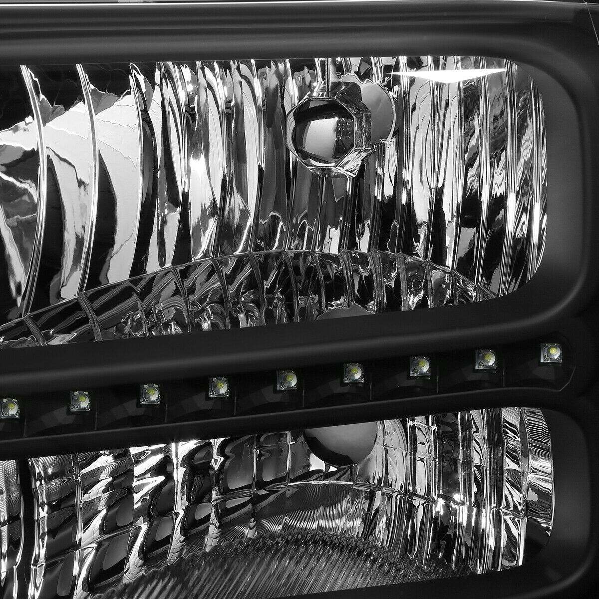 Faros Led Ford Super Duty 2005-2007 Carcasa Negro Cuartos Ambar