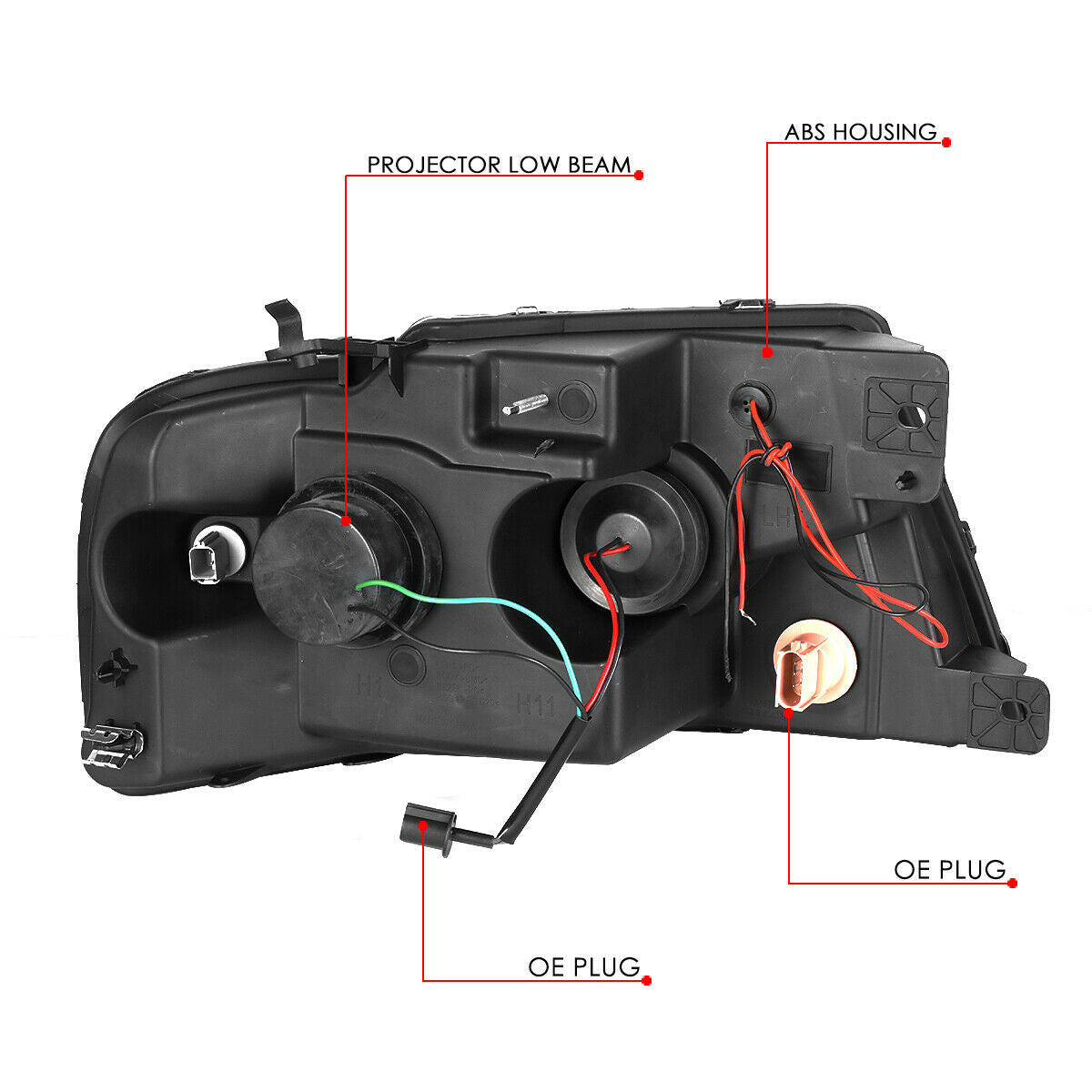 Led Faros Izq, der, 2004-2008 Ford F150 Carcasa Negro Cuarto Ambar