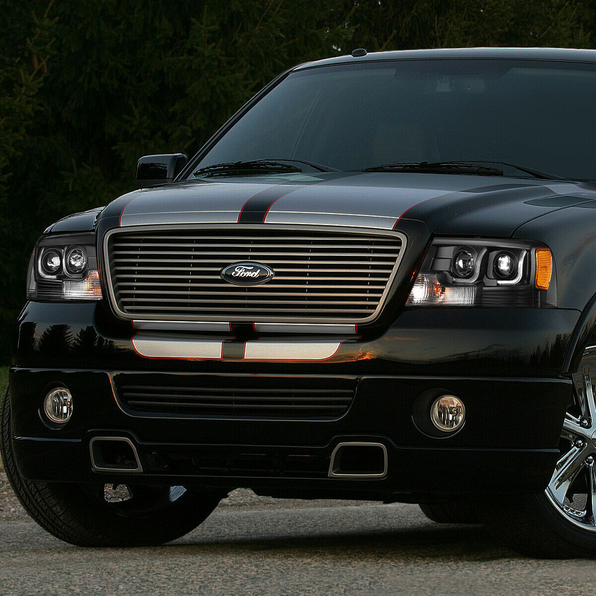 Led Faros Izq, der, 2004-2008 Ford F150 Carcasa Negro Cuarto Ambar
