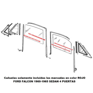 CAÑUELAS INTERIORES-EXTERIORES DE PUERTAS 1964-65 FALCON 4 PUERTAS BELTLINE