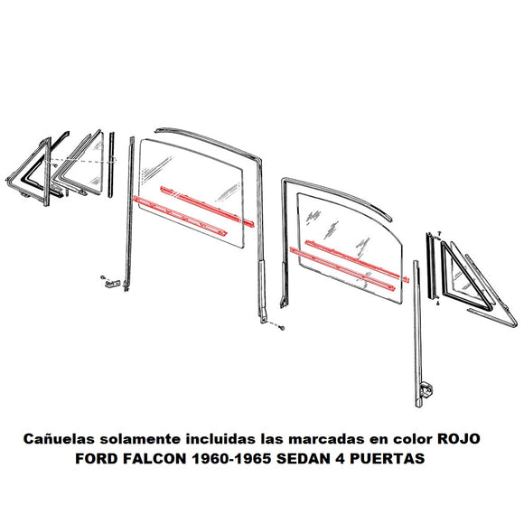 CAÑUELAS INTERIORES-EXTERIORES DE PUERTAS 1964-65 FALCON 4 PUERTAS BELTLINE