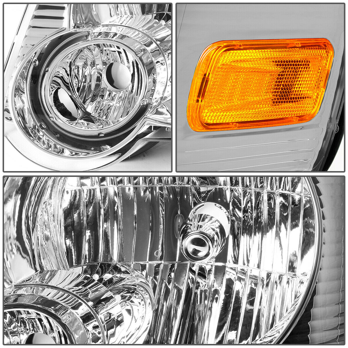 Ford Explorer 2006-2010, Par de Faros Delanteros / Cuartos de Color Ambar con Carcasa Cromada