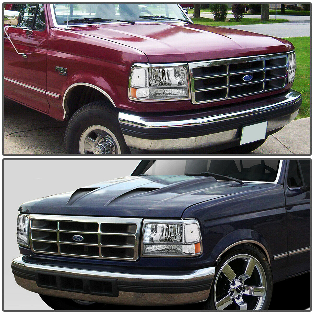 Par De Faros Led 1992-1996 Ford F150/f250/f350 Cromo Ambar