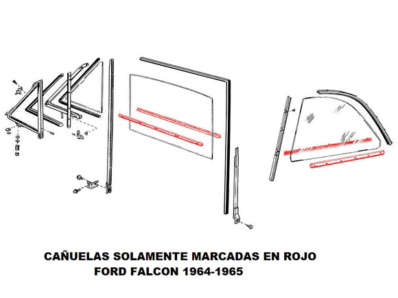 Cañuelas Interiores-Exteriores de Puertas 1964-65 Falcon 2Puertas Beltline